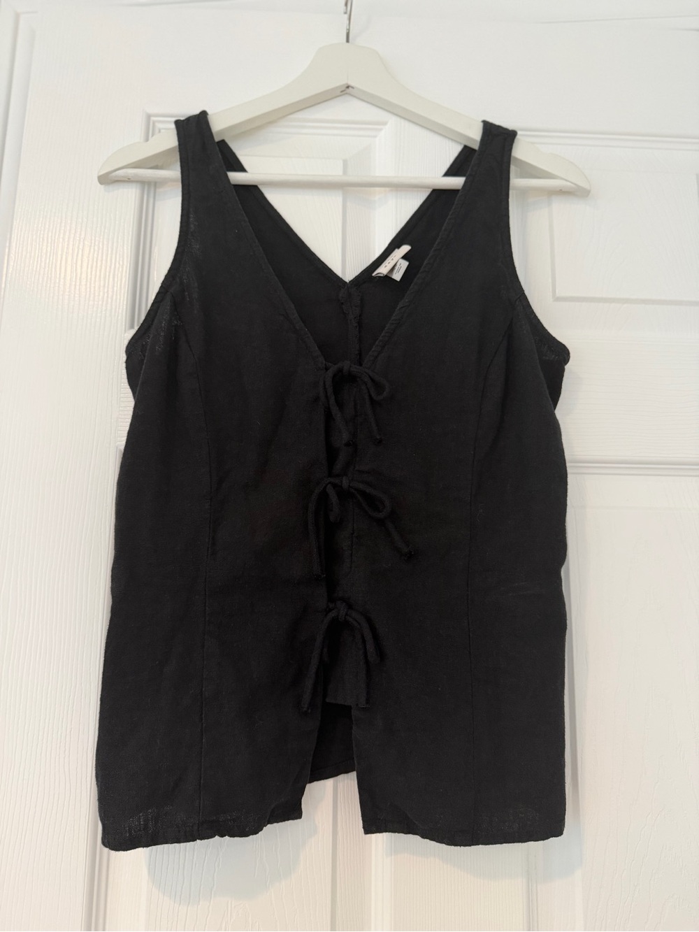 Black Tie-Front Tank Top